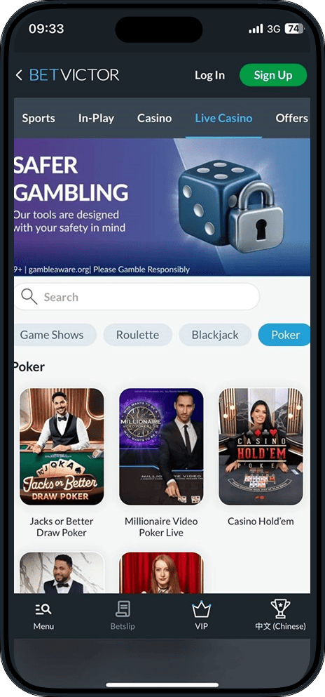 Live Poker BetVictor